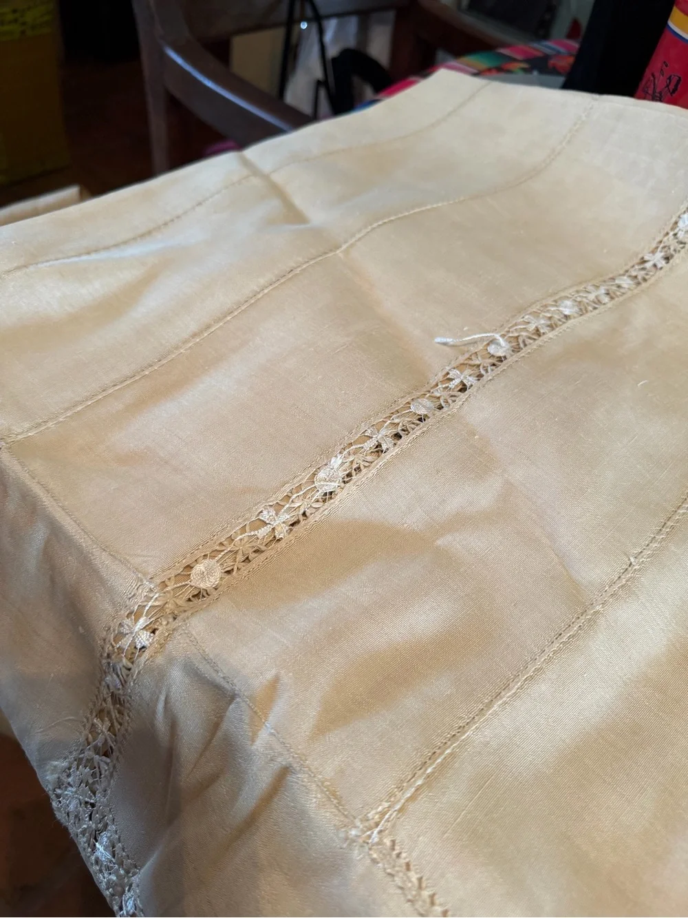 Vintage & Stunning Chinese Embroidered Dragon Tablecloth